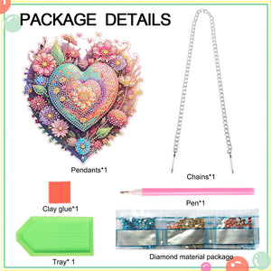 Acrylic Single-Sided 5D DIY Diamond Painting Hanging Pendant (Heart and Flowers)