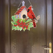 Load image into Gallery viewer, Acrylic Single-Sided DIY Diamond Painting Hanging Pendant (Bird House Cardinal)
