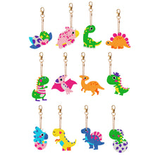 Load image into Gallery viewer, 12PCS Cartoon Dinosaur Double Sided Diamond Painting Keychain for Beginner Adult
