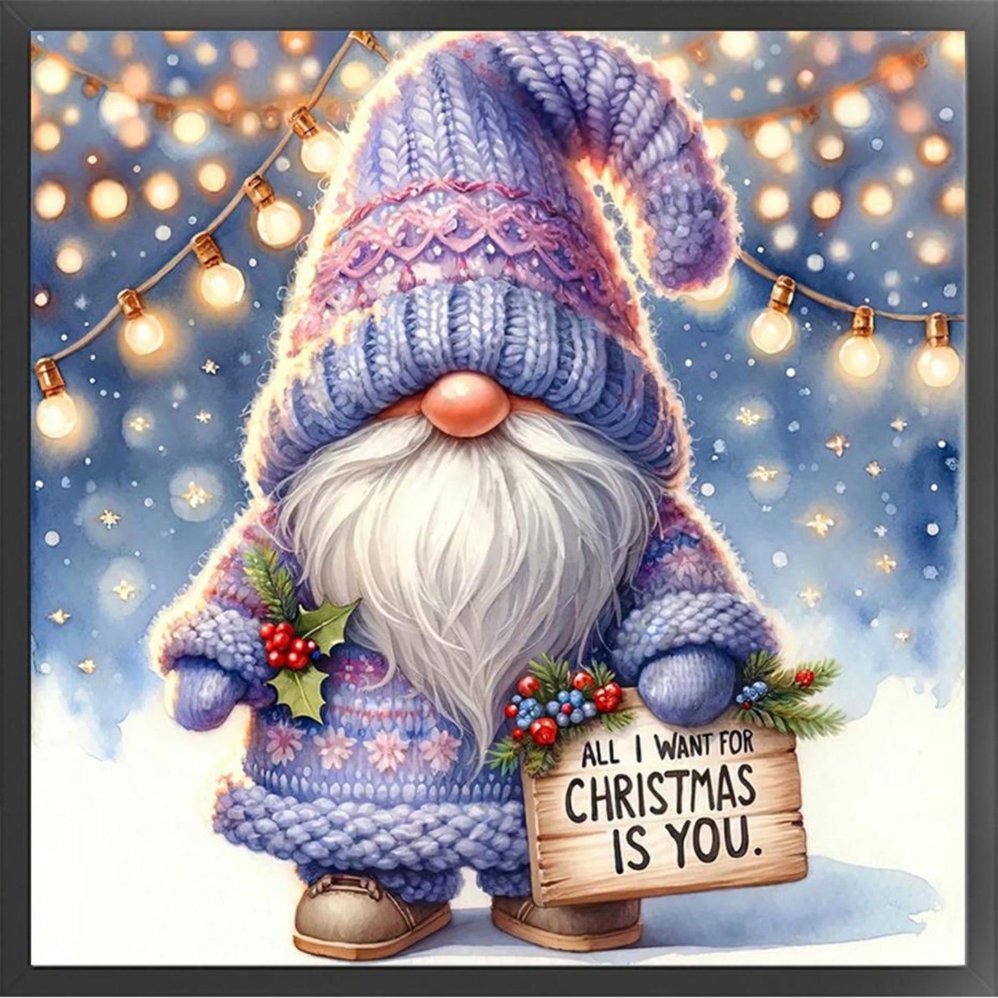 Christmas Gnome - Full 11CT Stamped Cross Stitch 40x40CM - Huacan