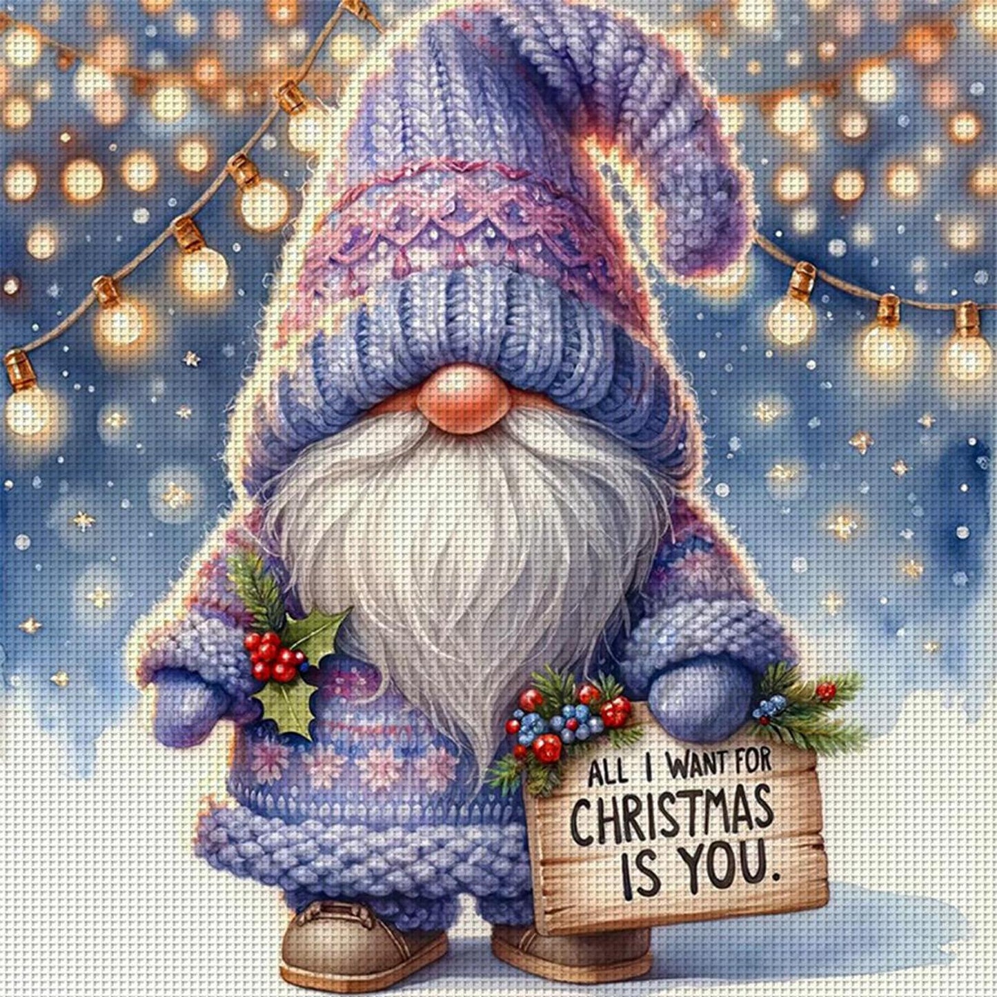 Christmas Gnome - Full 11CT Stamped Cross Stitch 40x40CM - Huacan