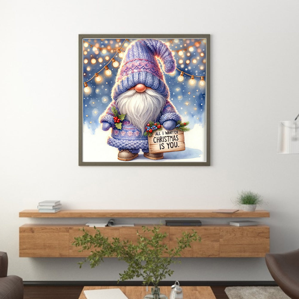 Christmas Gnome - Full 11CT Stamped Cross Stitch 40x40CM - Huacan