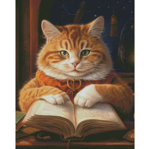 Learning Cat 40*50CM(Canvas) Full Round Drill Diamond Painting