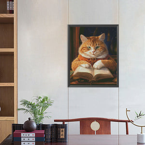 Learning Cat 40*50CM(Canvas) Full Round Drill Diamond Painting