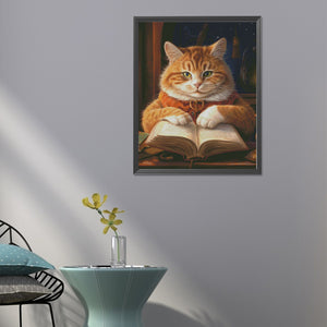 Learning Cat 40*50CM(Canvas) Full Round Drill Diamond Painting