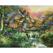 Load image into Gallery viewer, House And River 50*40CM(Canvas) Full Round Drill Diamond Painting
