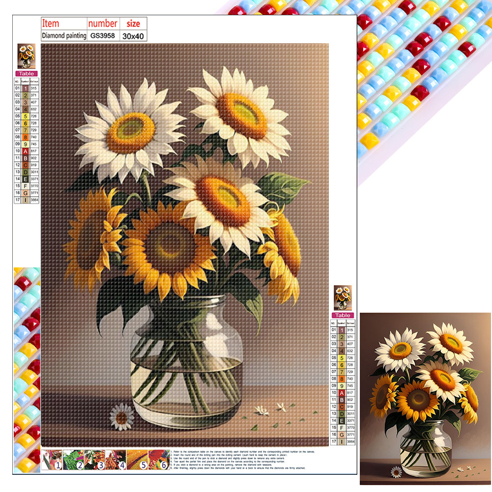 Daisy Bouquet 30*40CM(Canvas) Full Square Drill Diamond Painting
