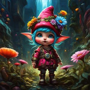 Dwarf Girl In The Forest 30*30CM(Canvas) Full Round Drill Diamond Painting