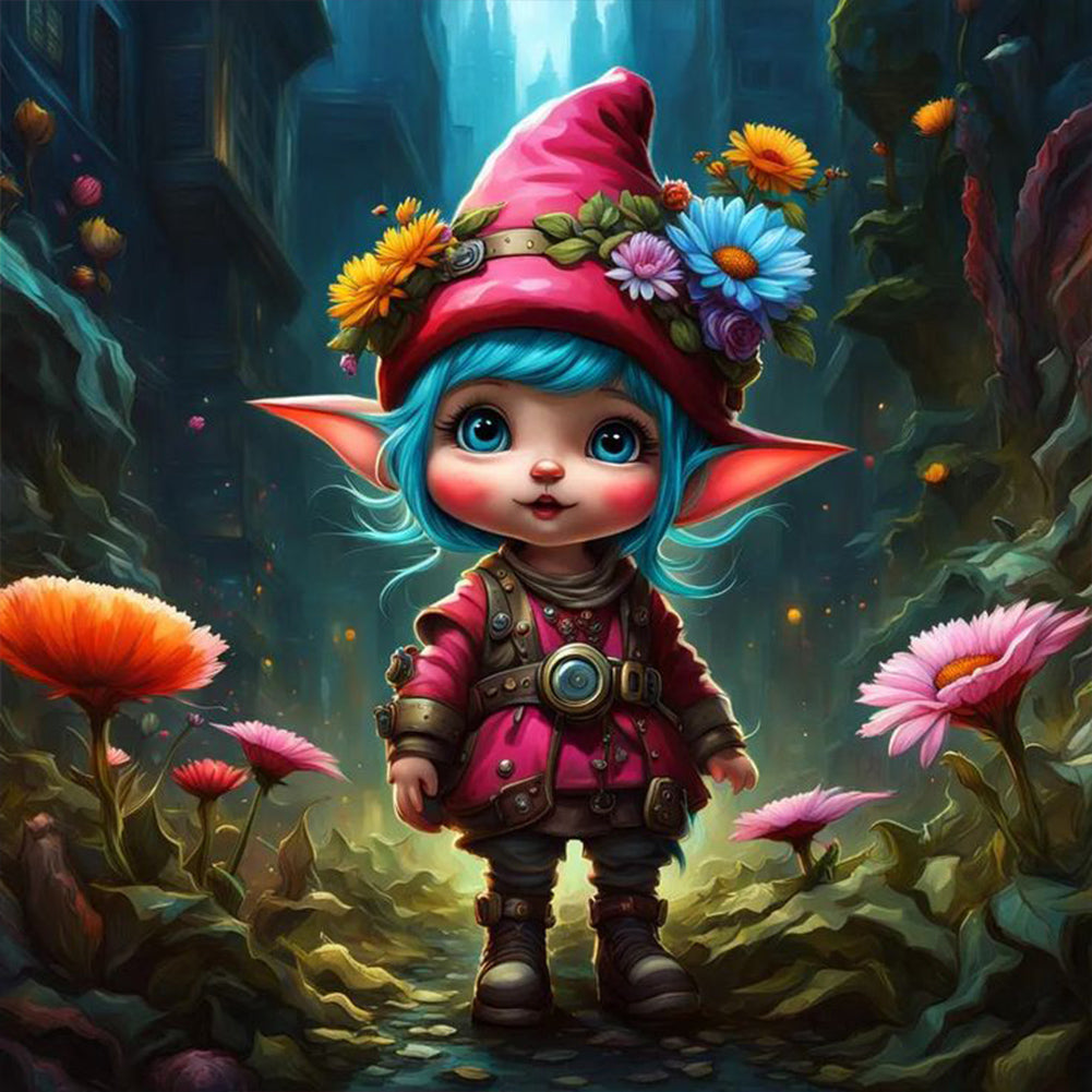 Dwarf Girl In The Forest 30*30CM(Canvas) Full Round Drill Diamond Painting