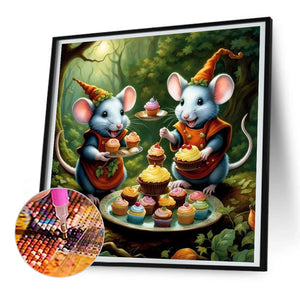 Mouse Tea Party In The Forest 30*30CM(Canvas) Full Round Drill Diamond Painting