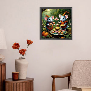 Mouse Tea Party In The Forest 30*30CM(Canvas) Full Round Drill Diamond Painting