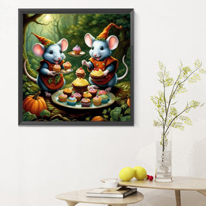 Mouse Tea Party In The Forest 30*30CM(Canvas) Full Round Drill Diamond Painting