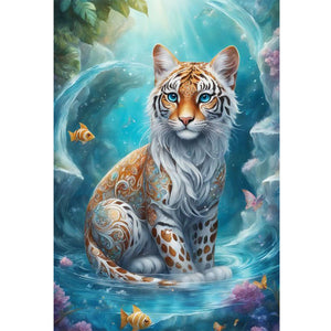 Yishu - Tiger In The Pond - 40*60CM 11CT 3 Stamped Cross Stitch