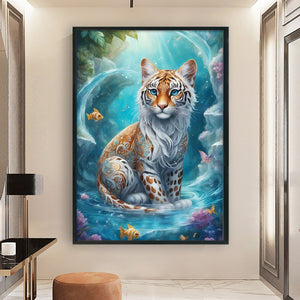 Yishu - Tiger In The Pond - 40*60CM 11CT 3 Stamped Cross Stitch