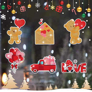 6 Pcs Valentine Diamond Mosaic Sticker Gem Sticker for Boy Girls Gift (Bear)