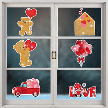 Load image into Gallery viewer, 6 Pcs Valentine Diamond Mosaic Sticker Gem Sticker for Boy Girls Gift (Bear)
