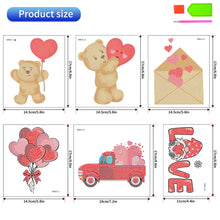 Load image into Gallery viewer, 6 Pcs Valentine Diamond Mosaic Sticker Gem Sticker for Boy Girls Gift (Bear)
