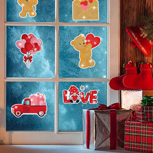 6 Pcs Valentine Diamond Mosaic Sticker Gem Sticker for Boy Girls Gift (Bear)