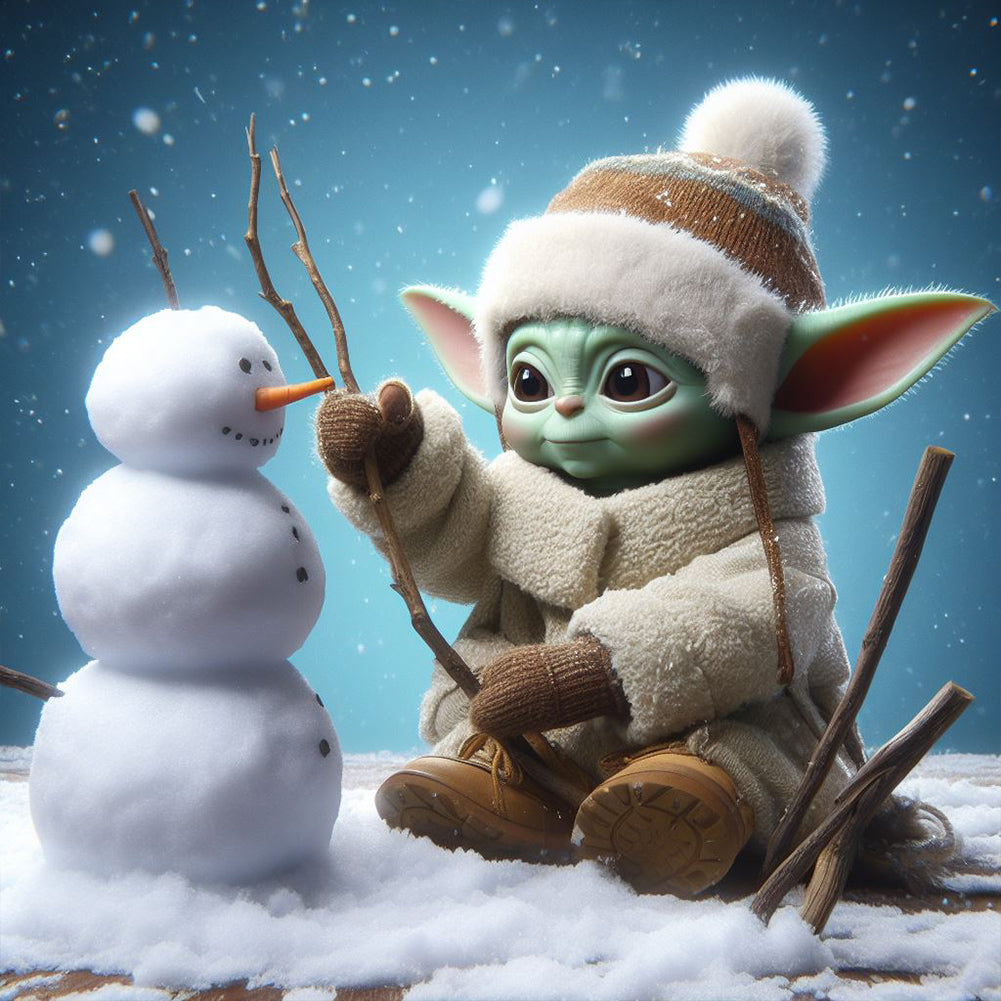 Yoda And The Snowman 50*50CM(Canvas) Full Round Drill Diamond Painting