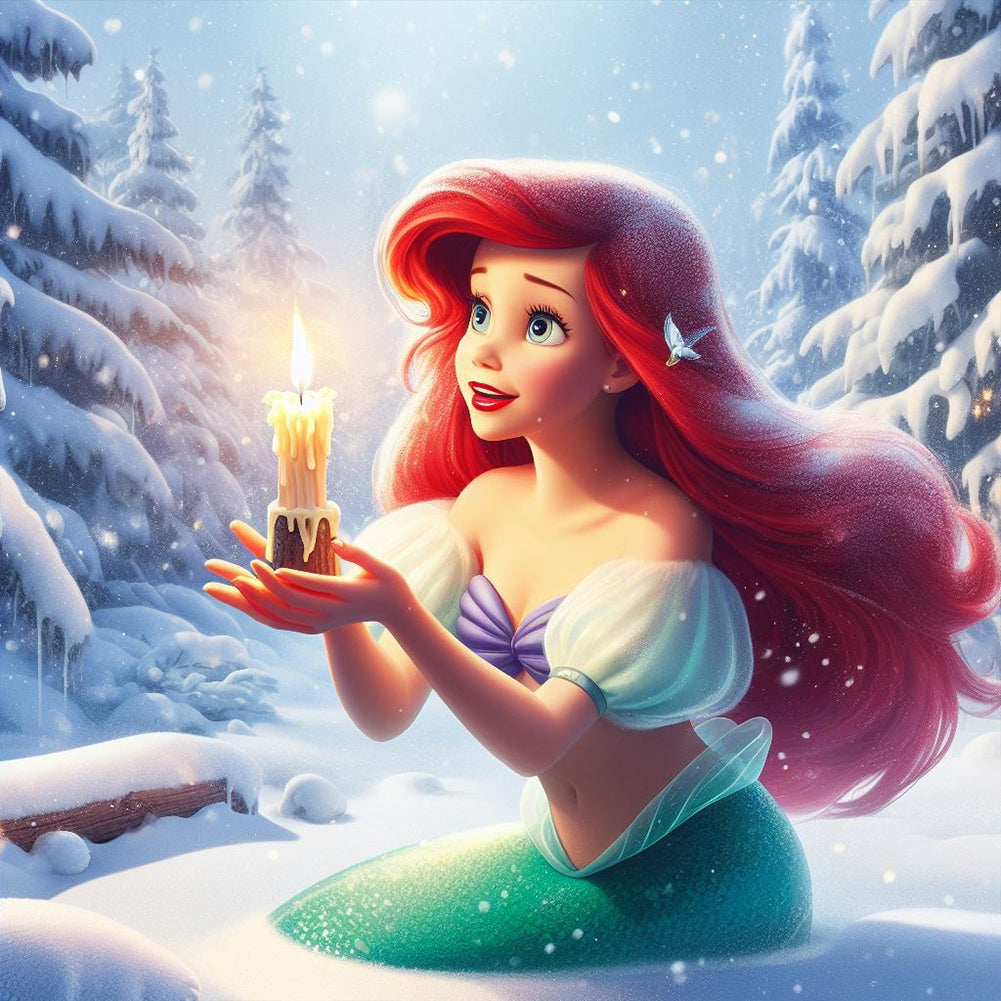 Princess Ariel The Mermaid 50*50CM(Canvas) Full Round Drill Diamond Painting