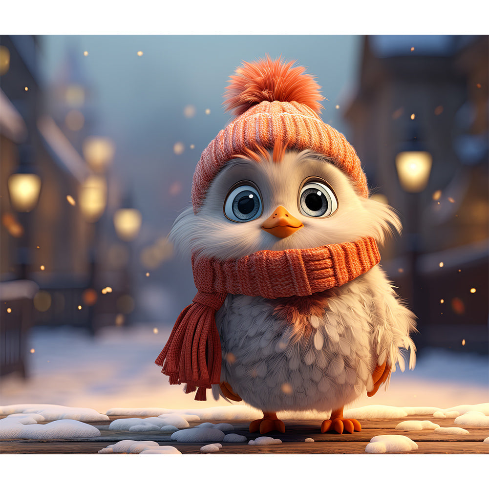 Winter Chickens 35*30CM(Canvas) Full Round Drill Diamond Painting