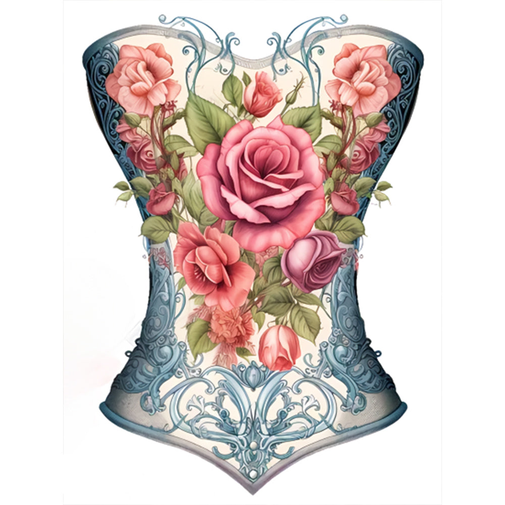 Corset With Roses 30*40CM(Canvas) Full Round Drill Diamond Painting