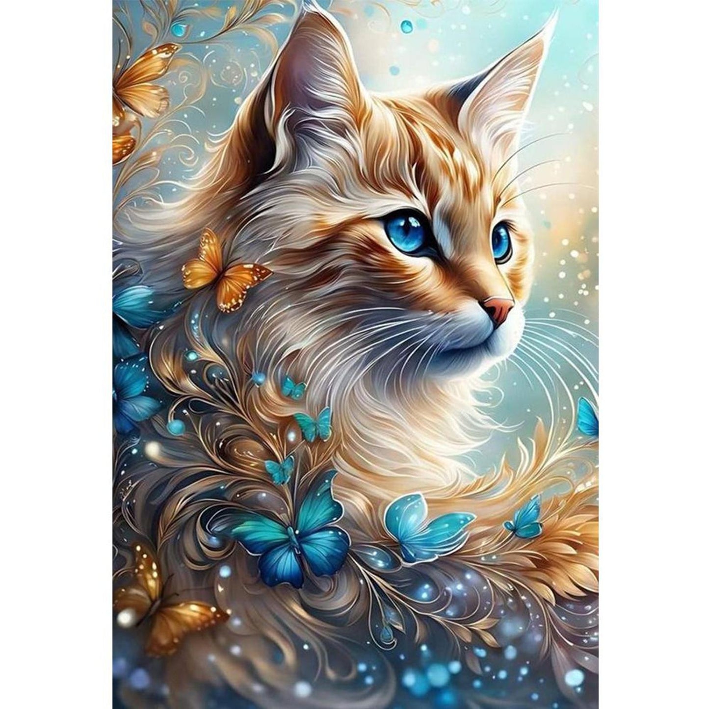 Fresh Flowers And Cat - Full 11CT Stamped Cross Stitch 40x60CM - Huacan