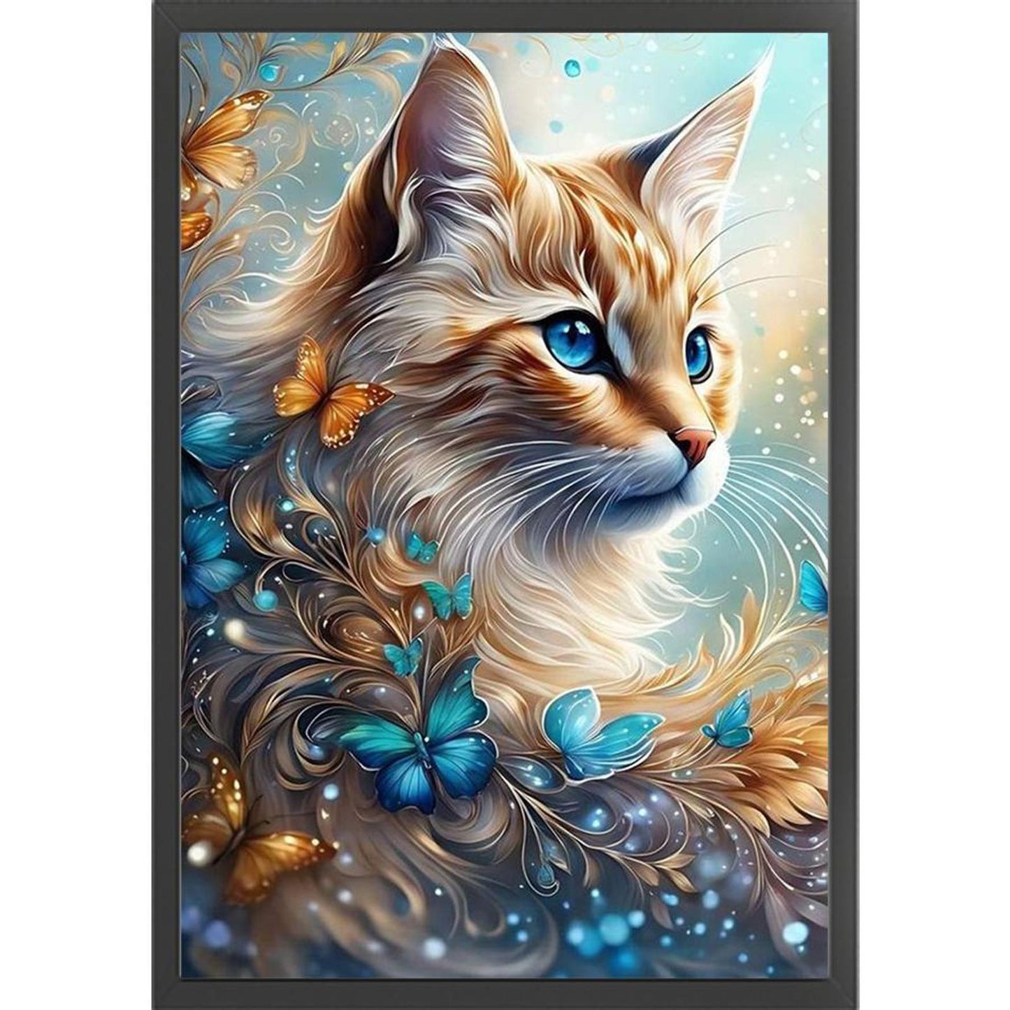Fresh Flowers And Cat - Full 11CT Stamped Cross Stitch 40x60CM - Huacan