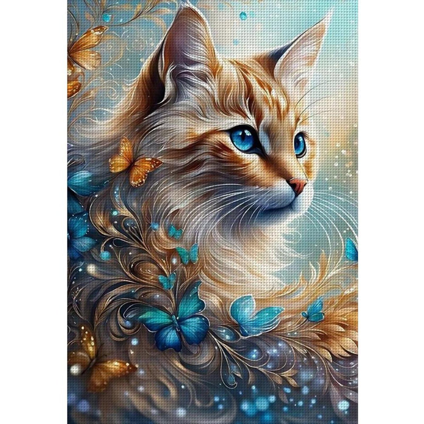 Fresh Flowers And Cat - Full 11CT Stamped Cross Stitch 40x60CM - Huacan