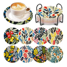 Load image into Gallery viewer, 8 Pcs Wooden DIY Diamond Painting Art Coaster Kit with Holder (Fresh Garden)
