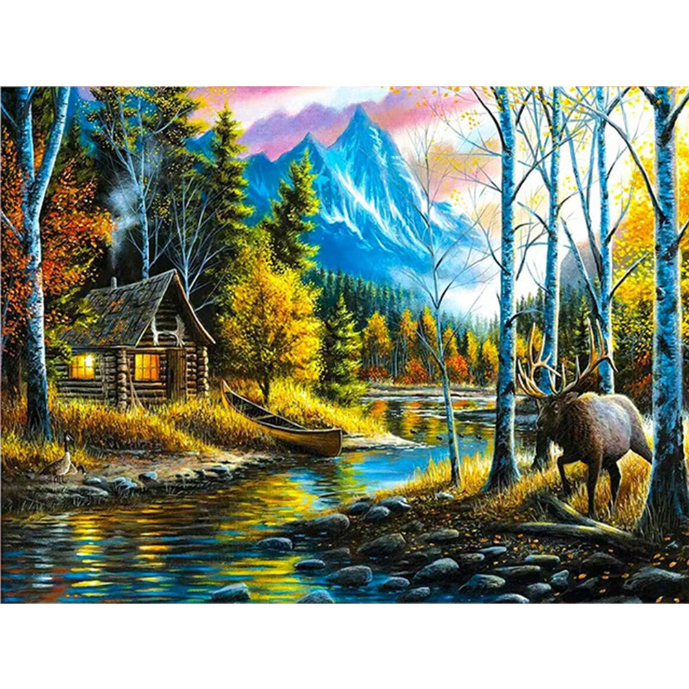 Woods 40*30CM(Canvas) Full Round Drill Diamond Painting