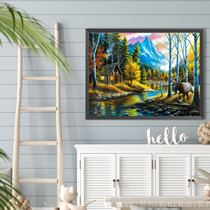 Woods 40*30CM(Canvas) Full Round Drill Diamond Painting