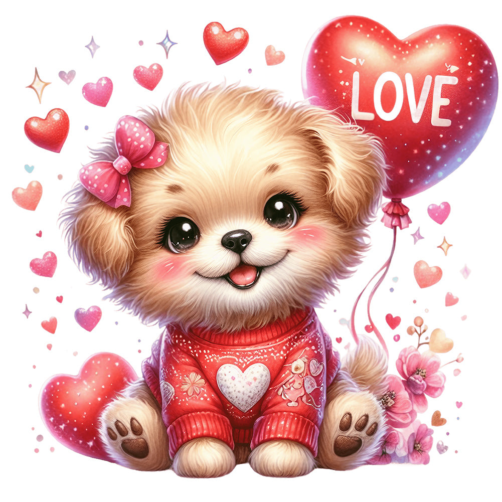 Love Puppy 30*30CM(Canvas) Full Round Drill Diamond Painting