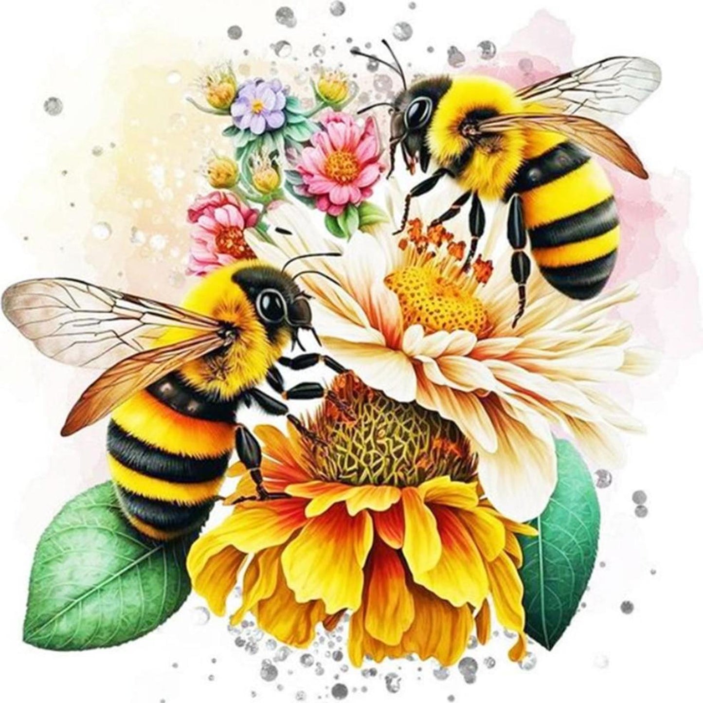 Couple Bees - Full 18CT Stamped Cross Stitch 30x30CM - Huacan