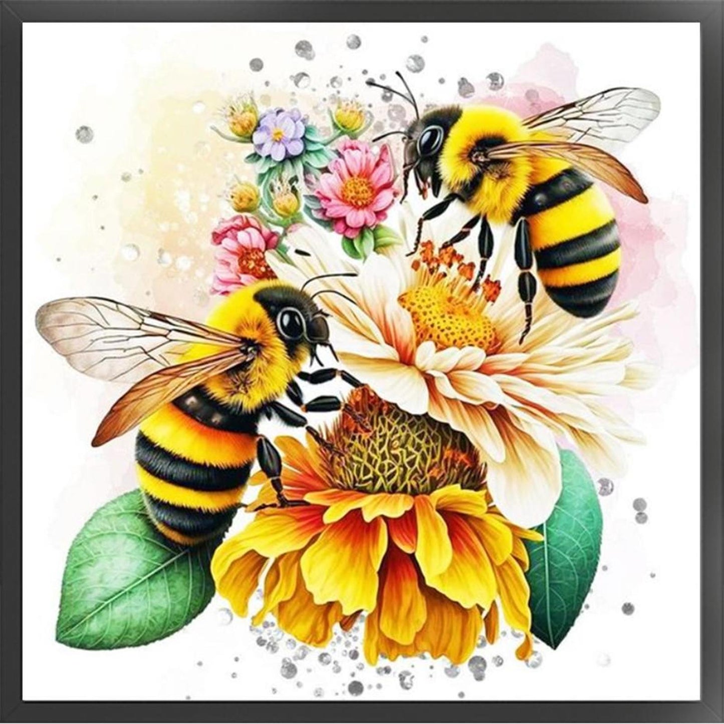 Couple Bees - Full 18CT Stamped Cross Stitch 30x30CM - Huacan