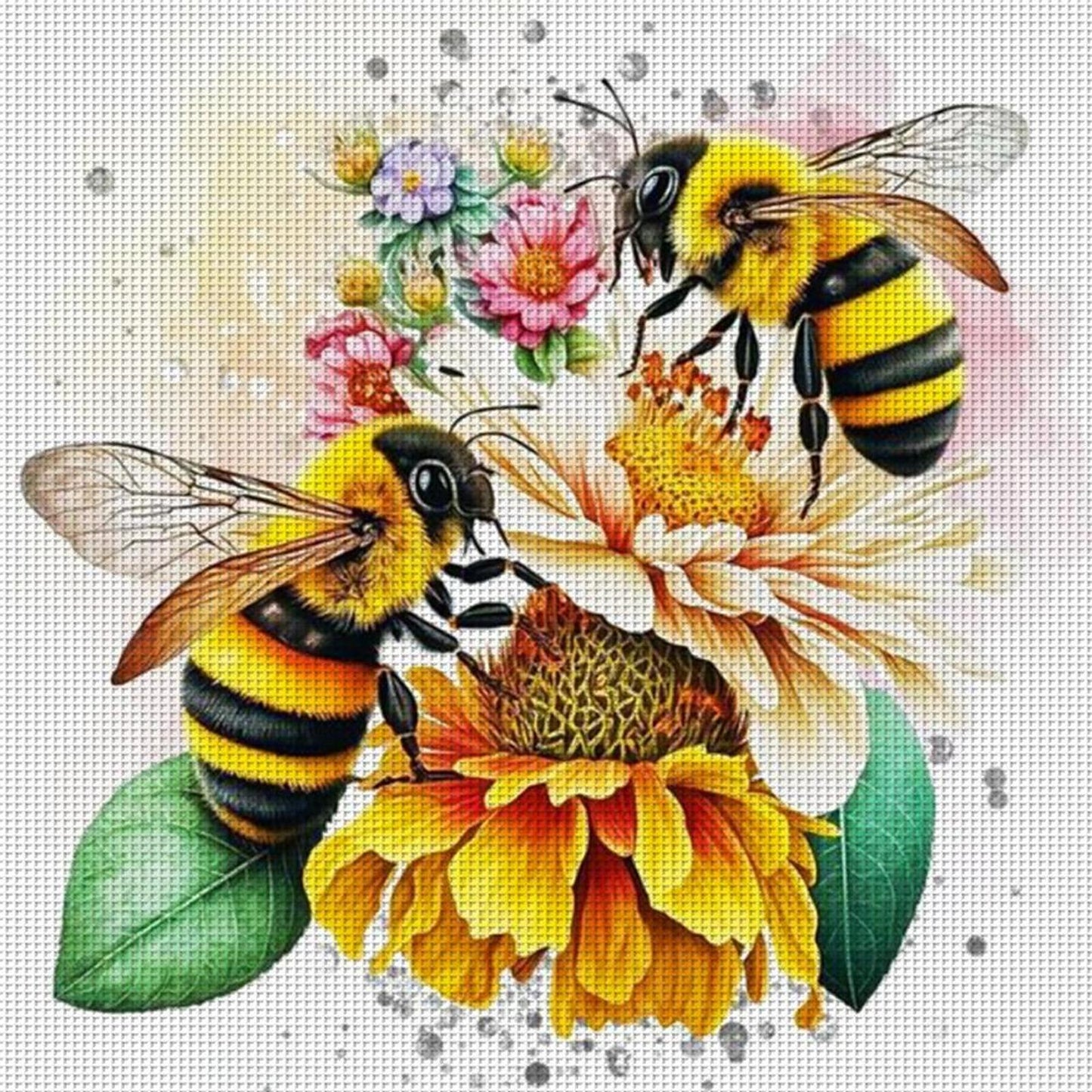 Couple Bees - Full 18CT Stamped Cross Stitch 30x30CM - Huacan