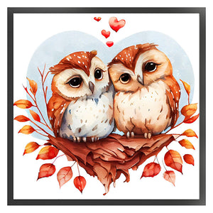 Huancan - Owl Couple - 30*30CM 18CT 2 Stamped Cross Stitch