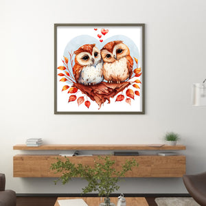 Huancan - Owl Couple - 30*30CM 18CT 2 Stamped Cross Stitch
