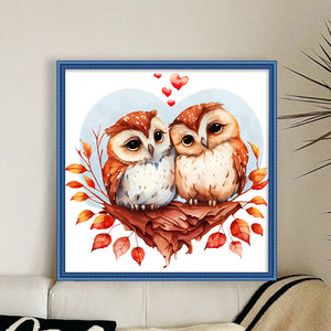 Huancan - Owl Couple - 30*30CM 18CT 2 Stamped Cross Stitch