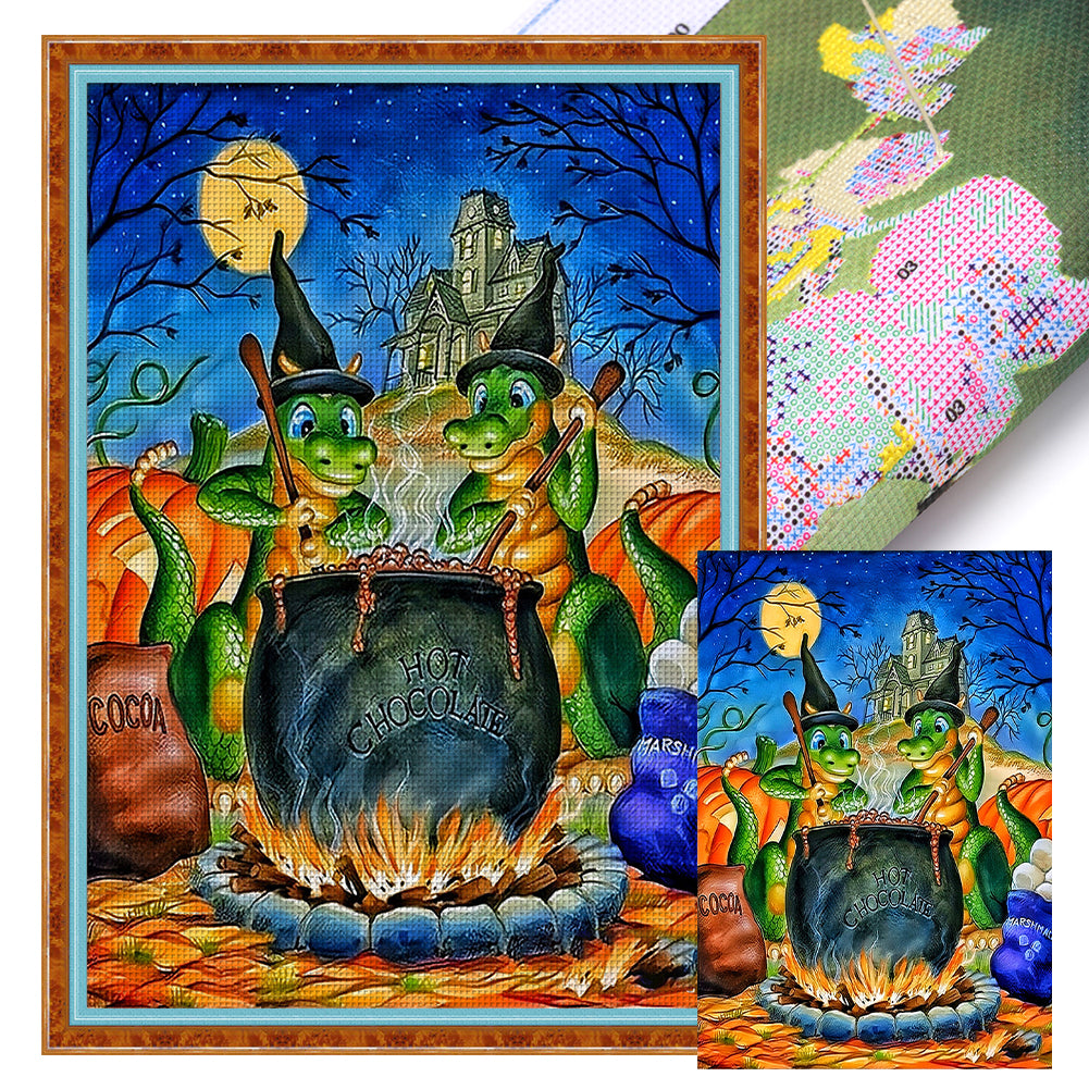 Yishu - Dragon Making Magic Potion - 50*70CM 11CT 3 Stamped Cross Stitch