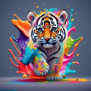 Colorful Tiger Cub 30*30CM(Canvas) Full Round Drill Diamond Painting