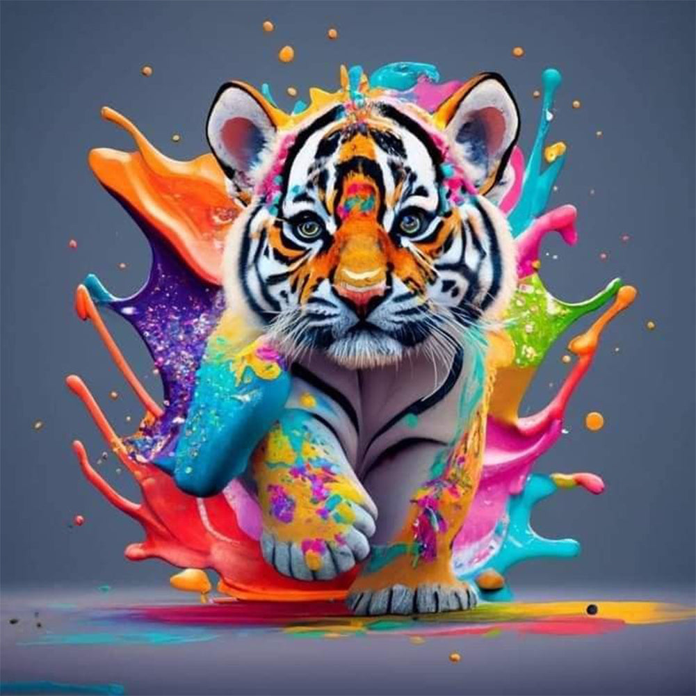 Colorful Tiger Cub 30*30CM(Canvas) Full Round Drill Diamond Painting