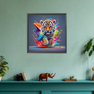 Colorful Tiger Cub 30*30CM(Canvas) Full Round Drill Diamond Painting