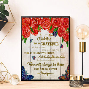 Rose Theme For Auntie 30*40CM(Canvas) Partial Special Shaped Drill Diamond Painting