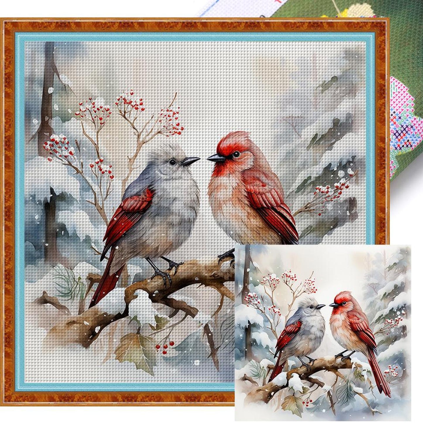 Little Bird - Full 11CT Stamped Cross Stitch 40x40CM - Huacan