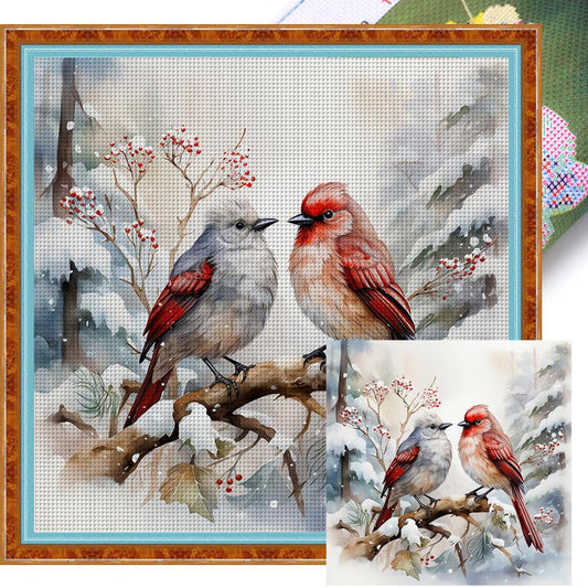 Little Bird - Full 11CT Stamped Cross Stitch 40x40CM - Huacan