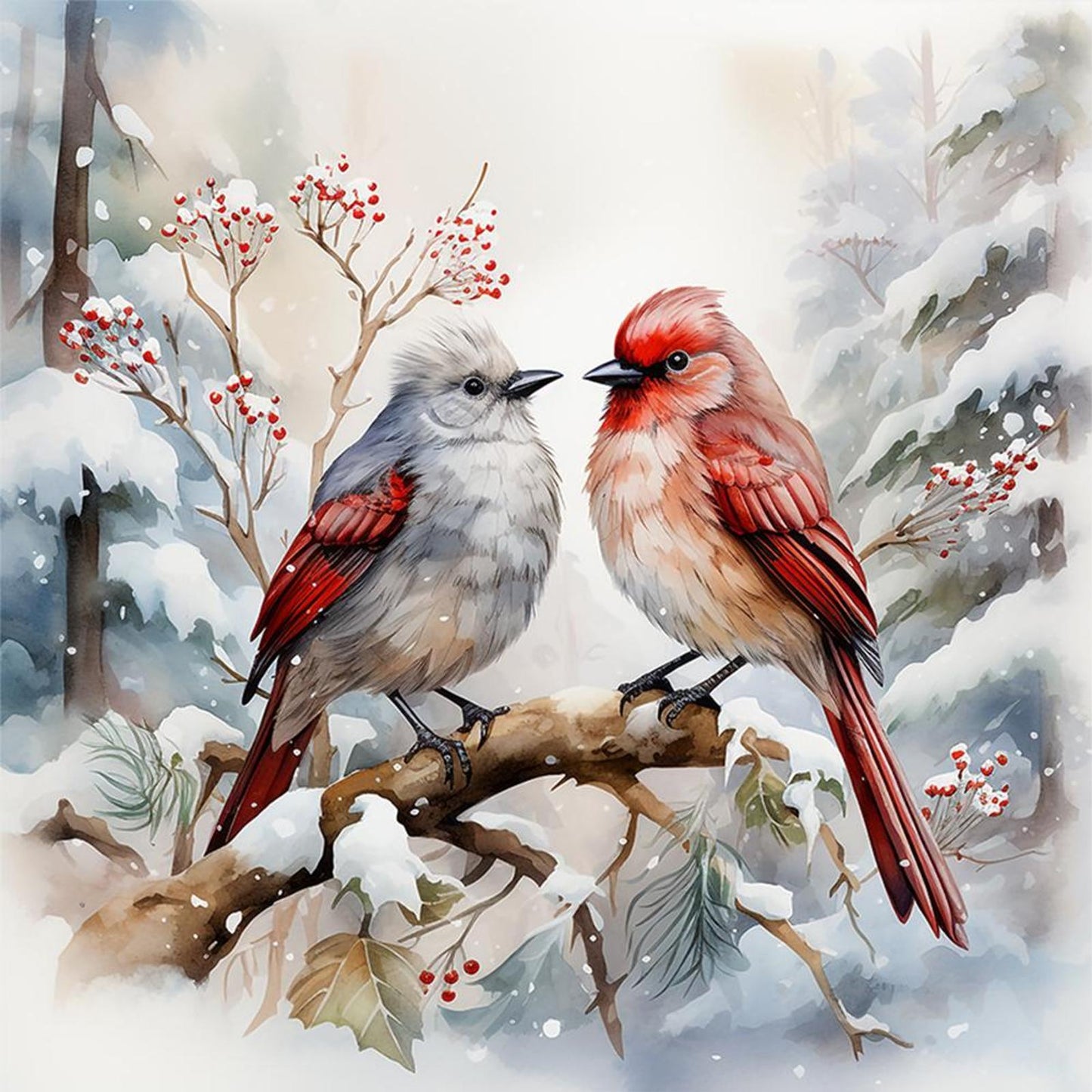 Little Bird - Full 11CT Stamped Cross Stitch 40x40CM - Huacan