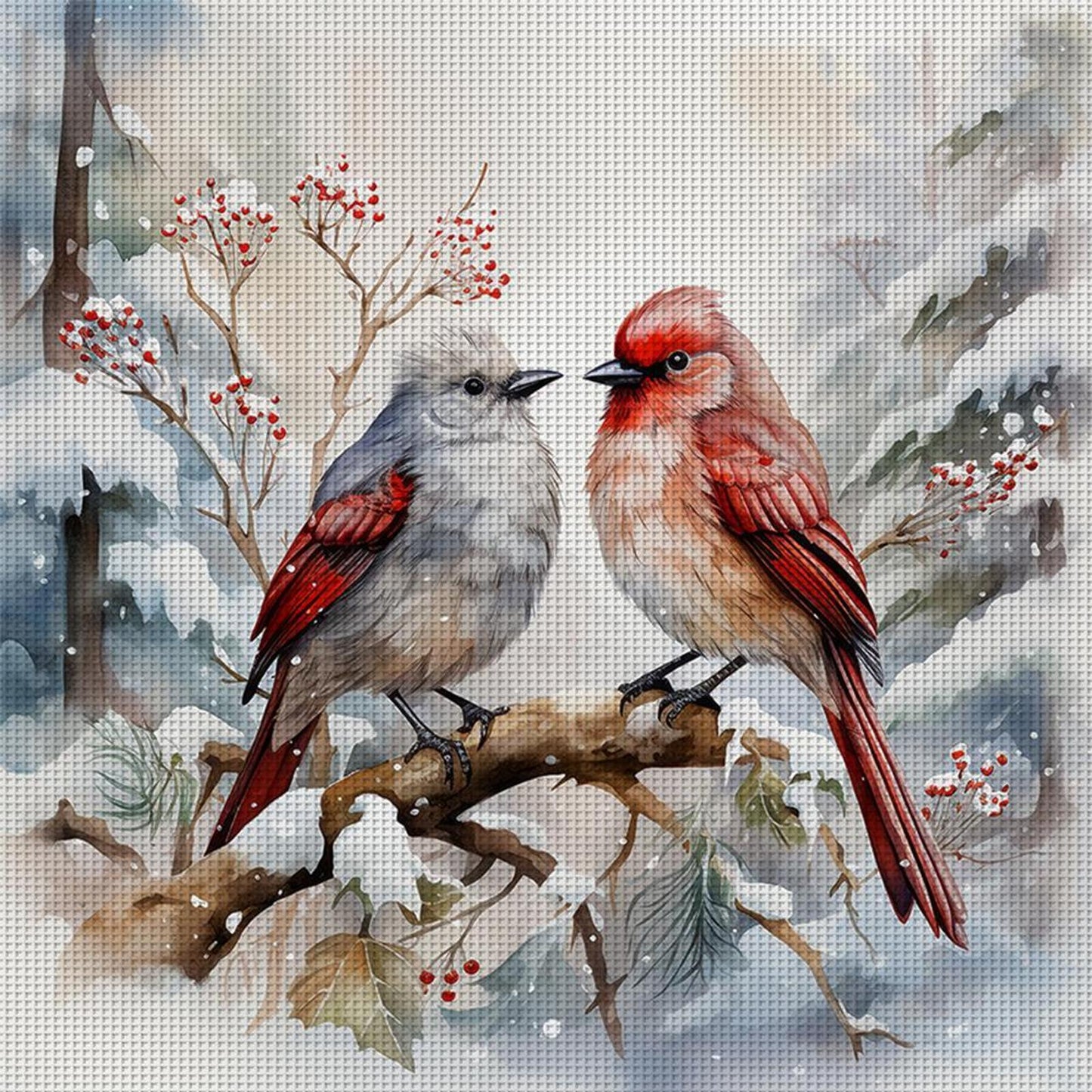 Little Bird - Full 11CT Stamped Cross Stitch 40x40CM - Huacan