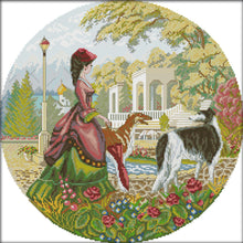 Load image into Gallery viewer, Joy Sunday - Lady And Dog - 44*44CM 14CT 2 Stamped Cross Stitch
