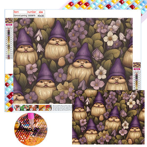 Gnome With Purple Hat 40*30CM(Canvas) Full Square Drill Diamond Painting